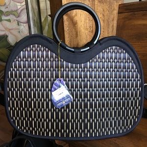 New Ratan Black and Straw Color Handbag